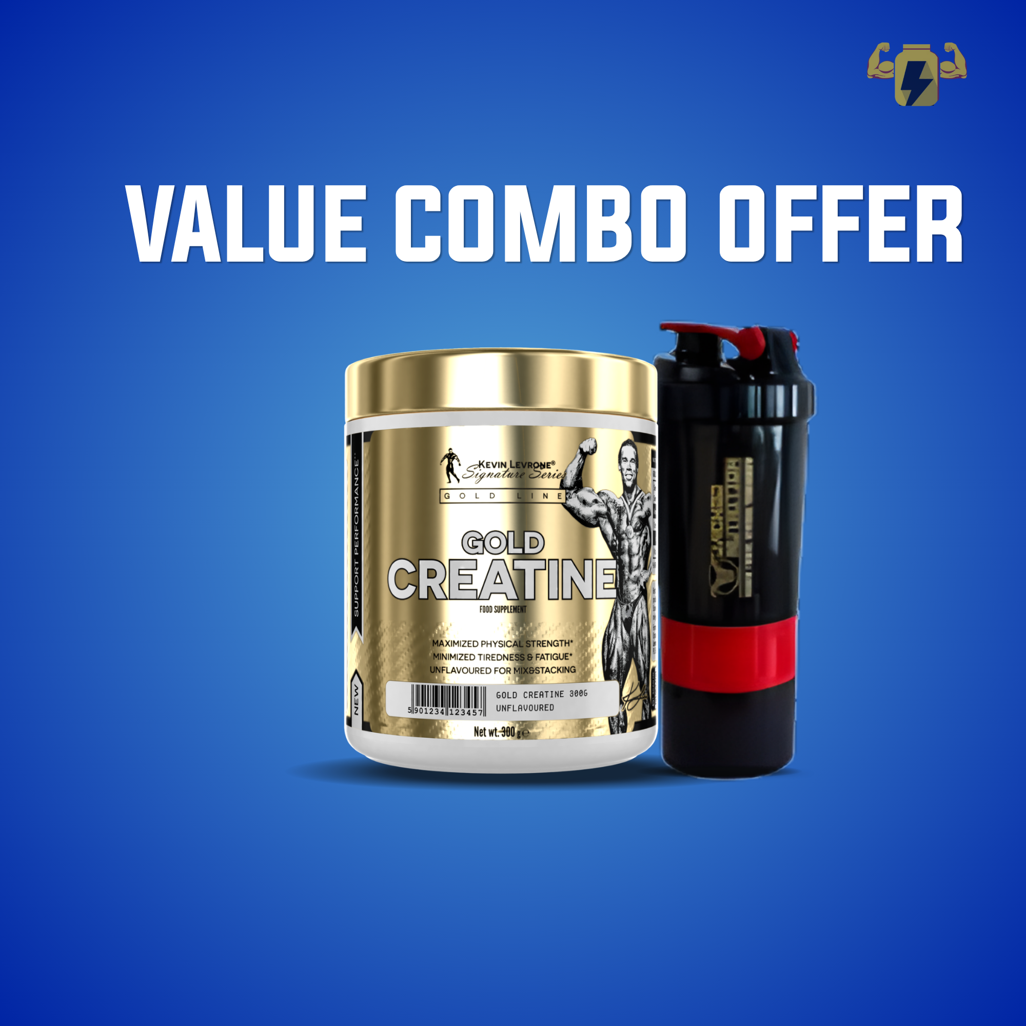 KL Gold Creatine 300g Flavoured & Spider Shaker Combo