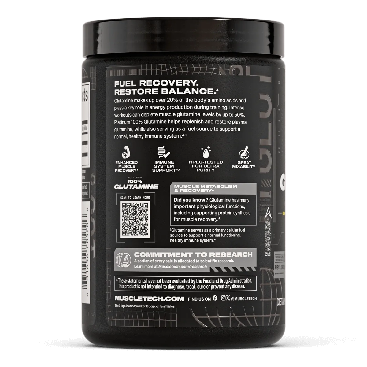 MuscleTech Platinum 100% Glutamine — 300g (60 Servings)